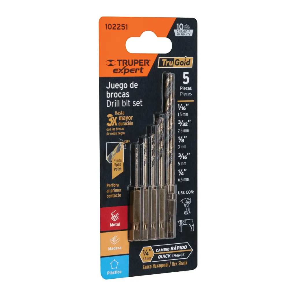 [102251] JUEGO DE BROCAS PARA METAL 5 PIEZAS - TRUPER