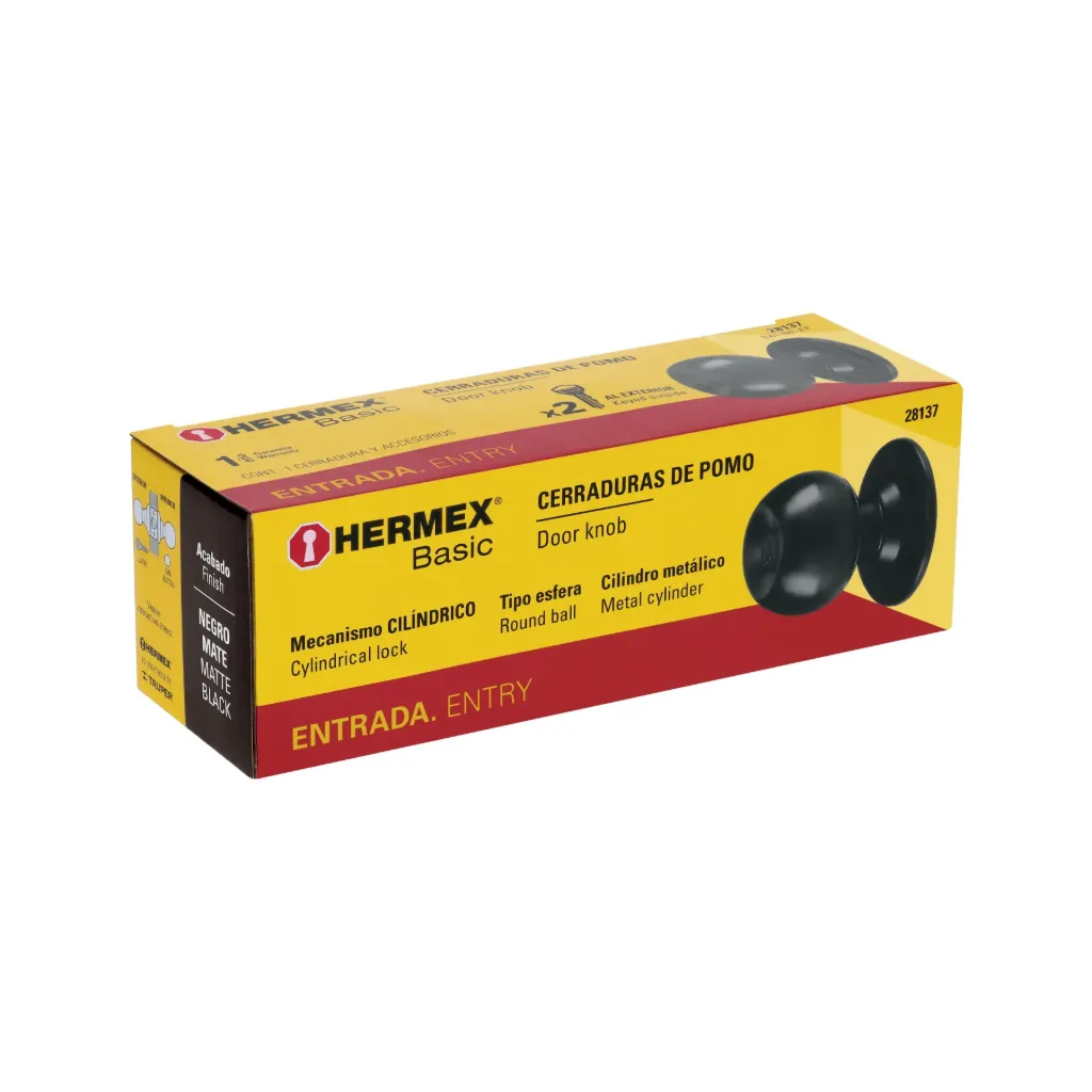 CHAPA ENTRADA PRINCIPAL POMO - NEGRO MATE - HERMEX