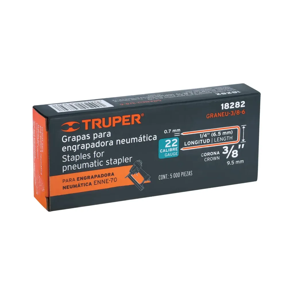 CAJA DE GRAPAS CORONA 3/8" CALIBRE 22 6MM 5000 PIEZAS