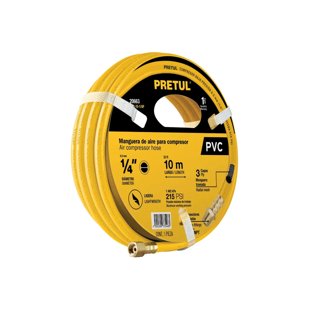 MANGUERA PVC PARA COMPRESOR 10M X 1/4" - PRETUL